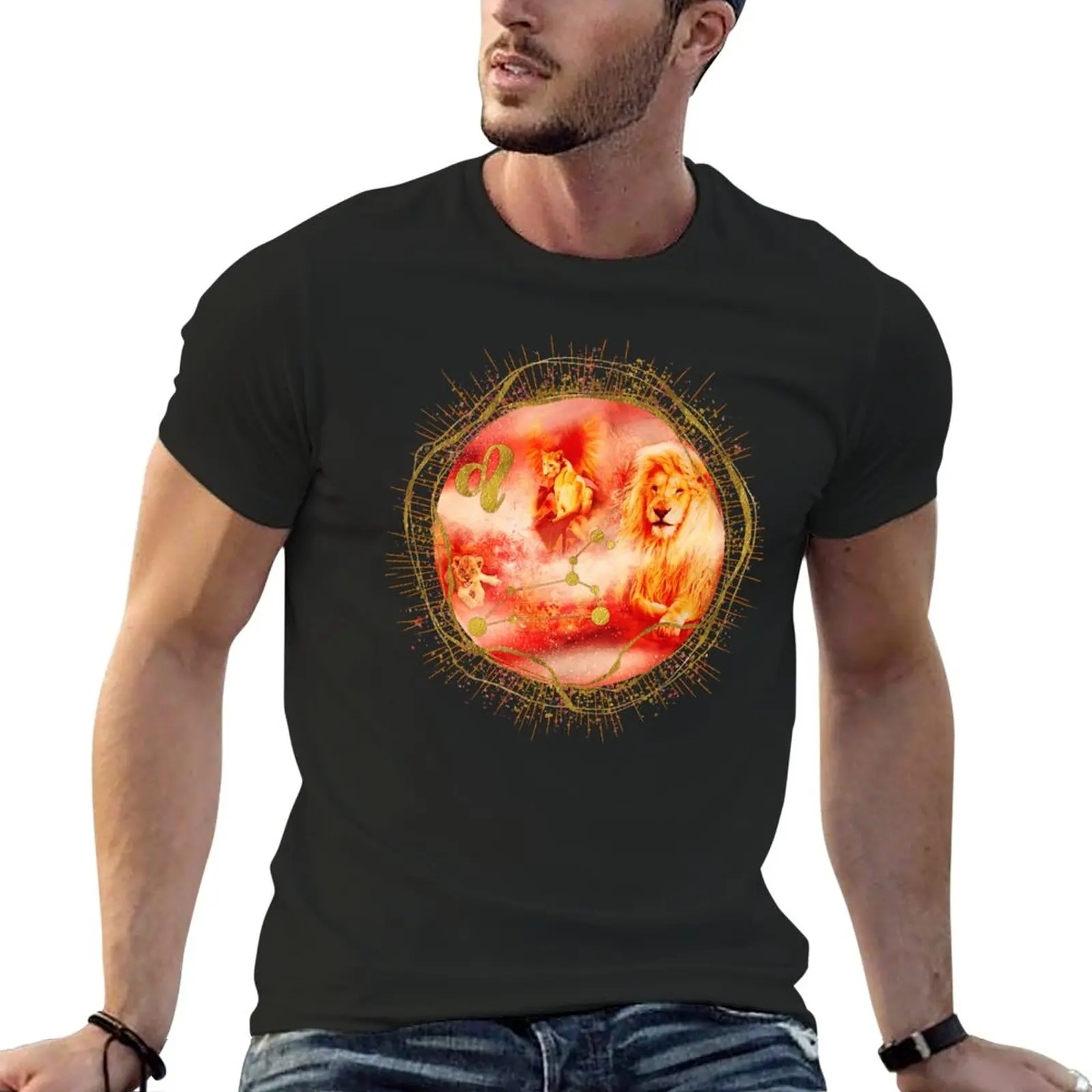 T-Shirt Leo Constellation Vintage Heavyweights New Edition T-Shirt Manica Corta Da Uomo Vintage T-Shirt