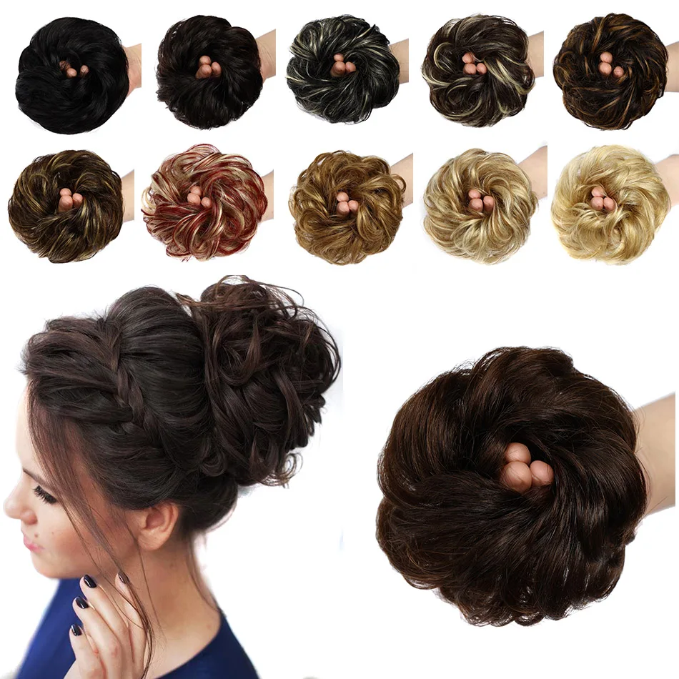 Real Beauty Fluffy Chignon Con Fascia Brasiliana Remy Capelli Umani Arricciati Panino Disordinato Updo Chignon Capelli Coda Di Cavallo Hairpiece 20 Gr