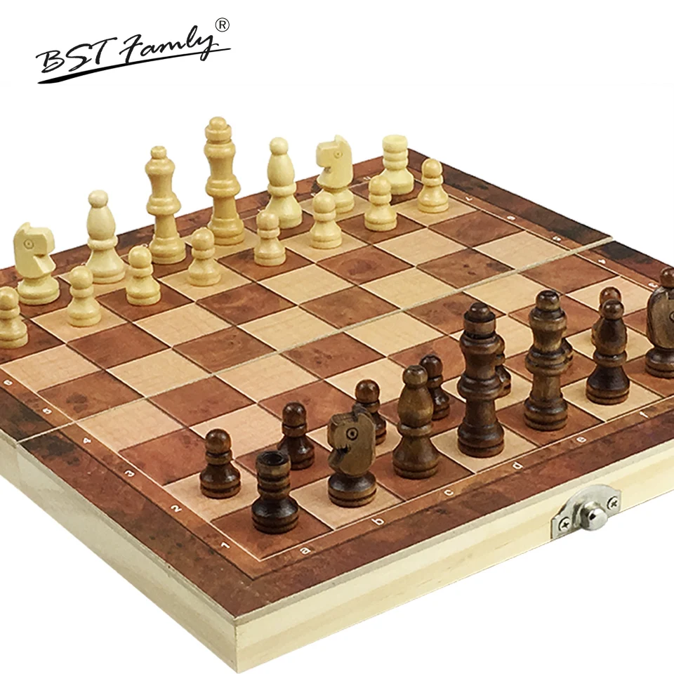 Scacchi, Backgammon E Dama 3 In 1 Set Di Scacchi In Legno Da Viaggio Dimensioni 24X24Mm Pezzi In Legno E Tavola King Altezza 46Mm