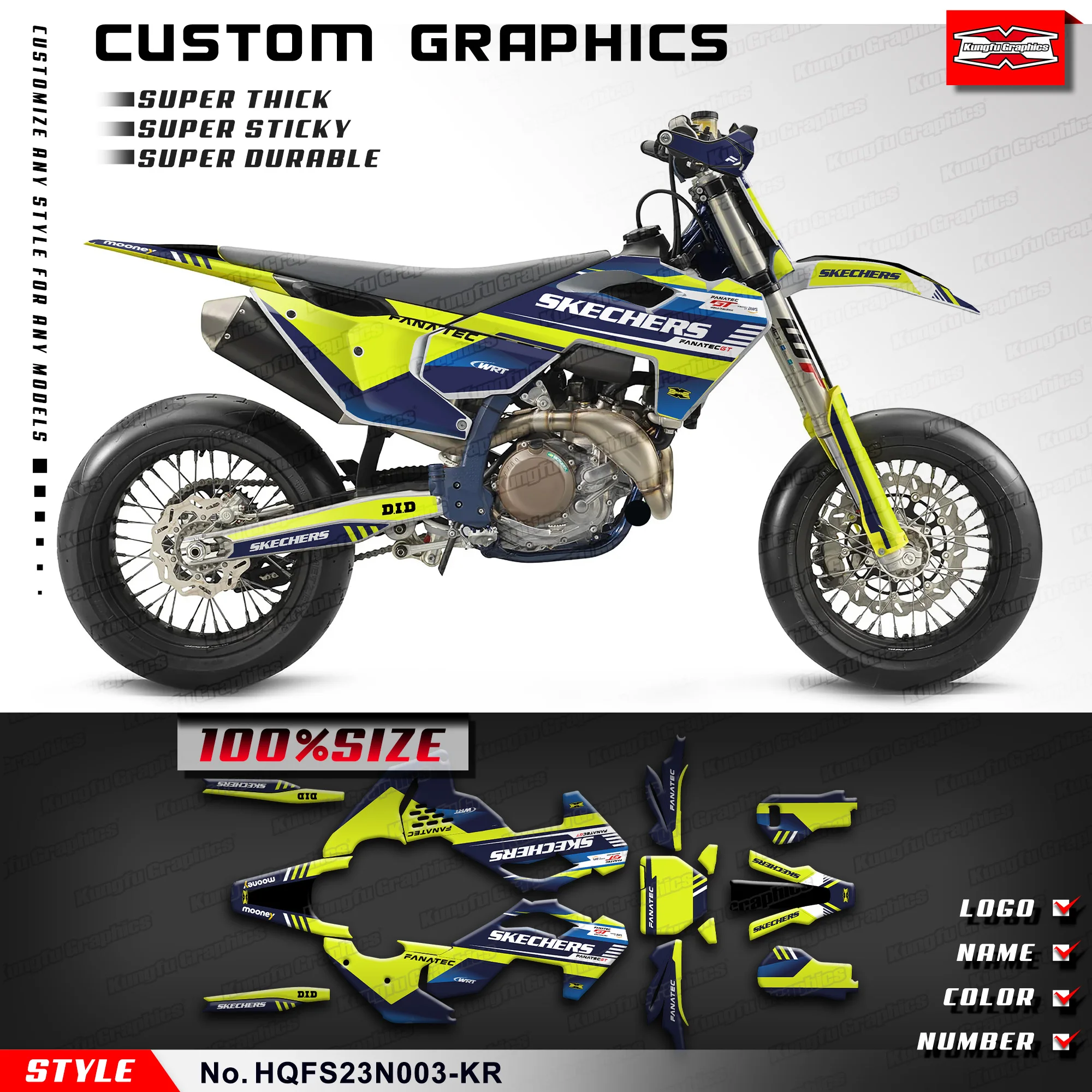 Kungfu Graphics Moto Decalcomanie Kit Grafico In Vinile Per Husqvarna Fs 450 2023 2024, Hqfs23N003-Kr