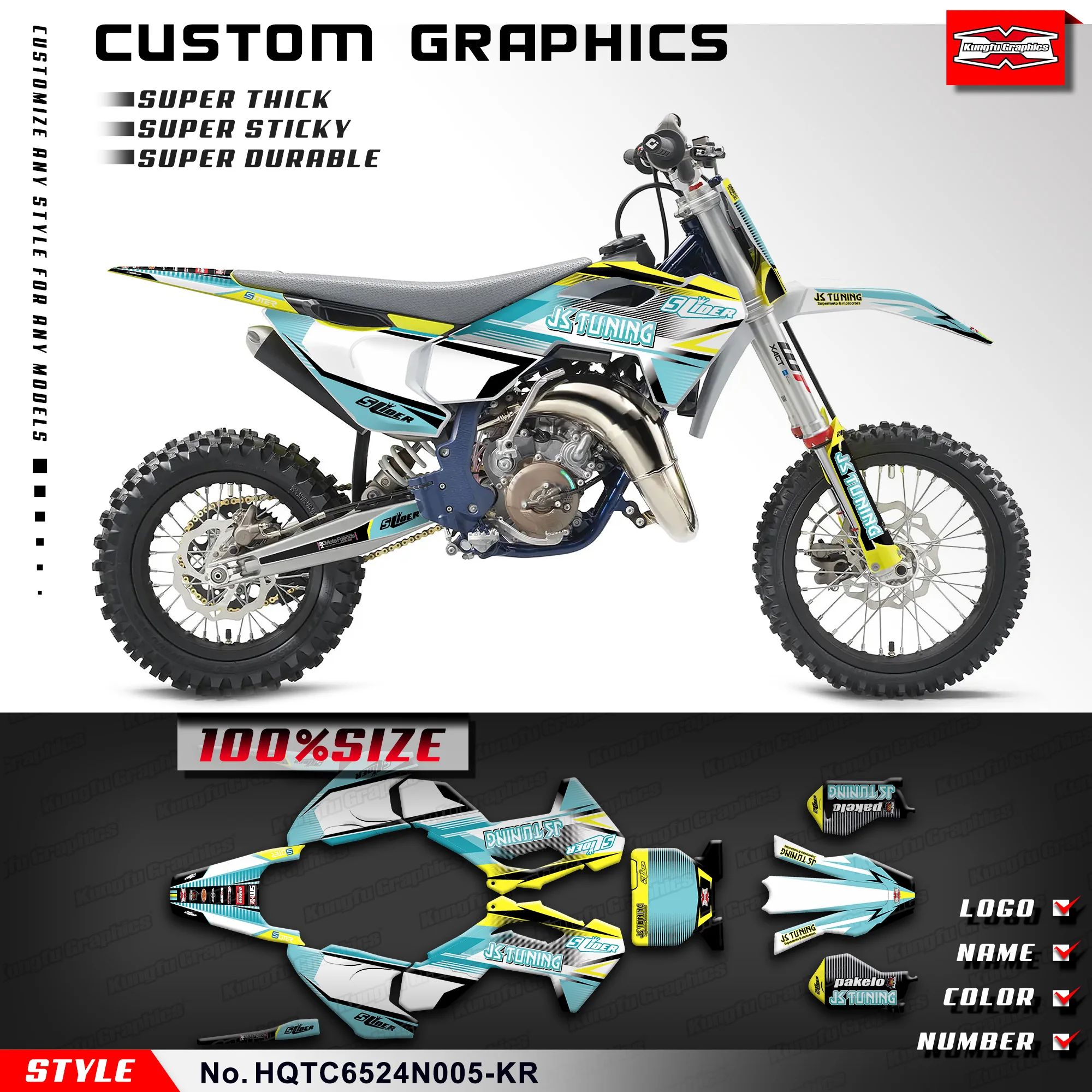 Kungfu Graphics Graphics Kit Racing Sticker Per Husqvarna Tc65 Tc 65 2024, Hqtc6524N005-Kr