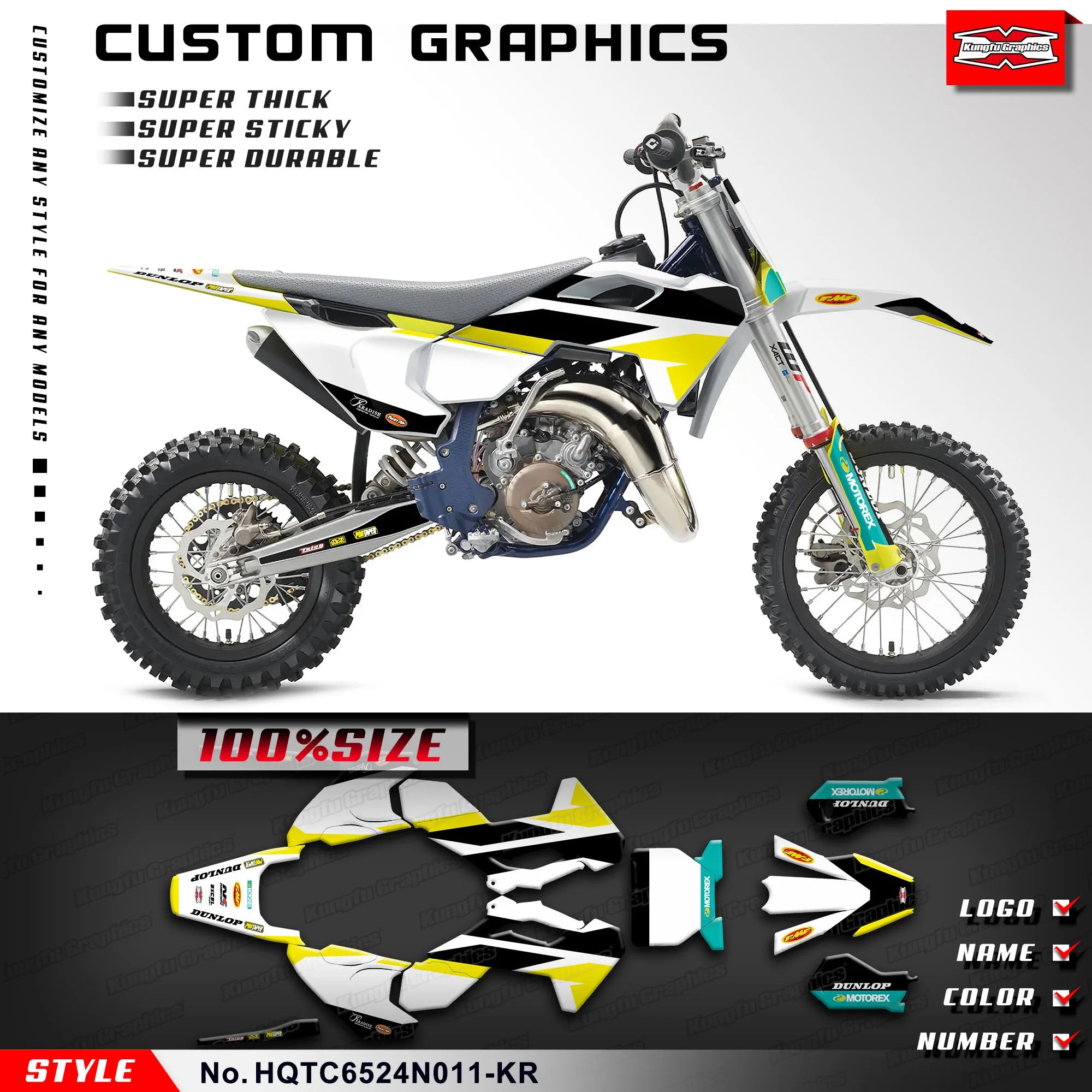 Kungfu Graphics Graphics Kit Wrap Design Per Husqvarna Tc65 Tc 65 2024, Hqtc6524N011-Kr