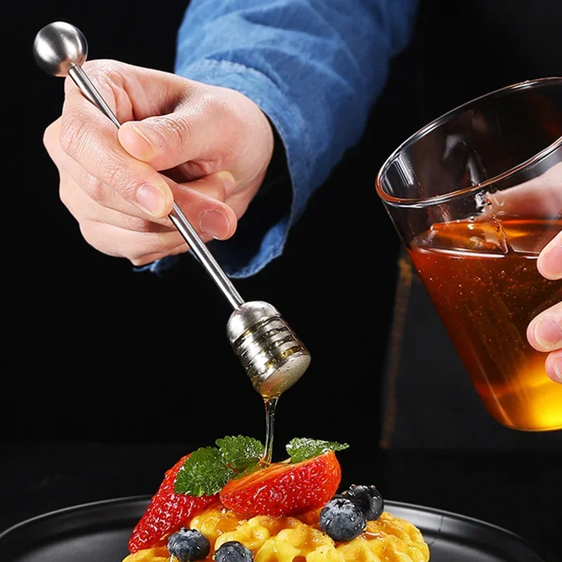 Cucchiaio Di Miele In Acciaio Inox Mestolo Di Miele Server Sciroppo Cucchiaio Da Portata Di Miele Bastone Lungo A Nido D'Ape Per Accessori Da Cucina B