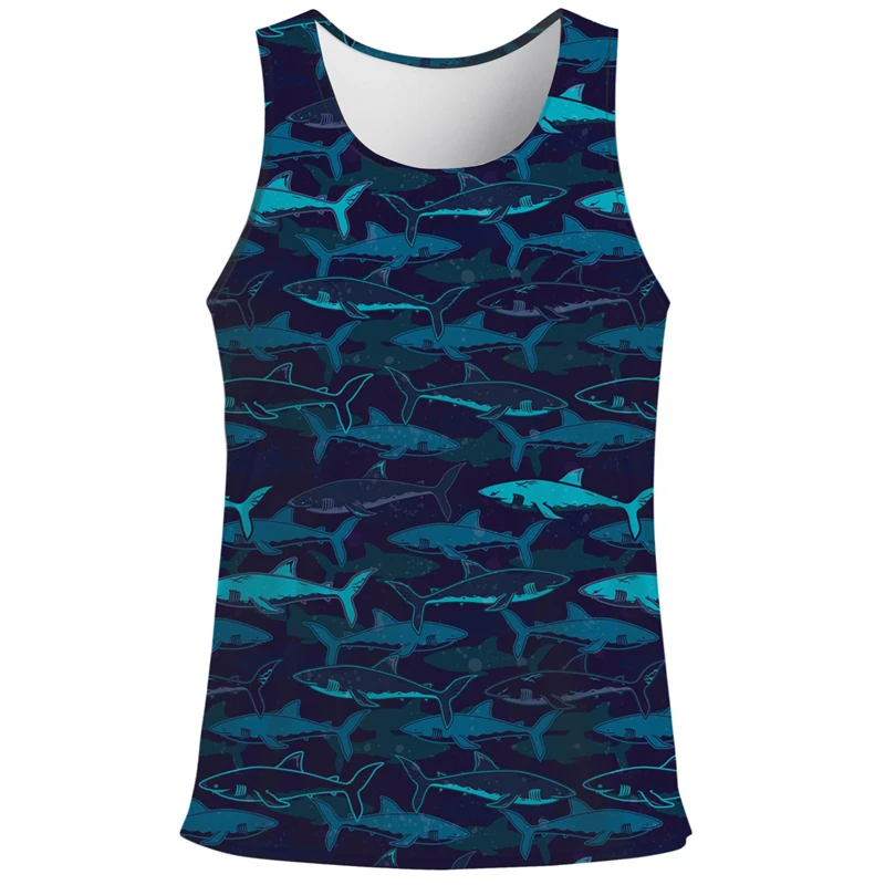 Cartoon Cat Duck Shark 3D Print Canotta Uomo Summer Gym Fitness T-Shirt Street Sports T-Shirt Senza Maniche Top Animal Pattern Vest
