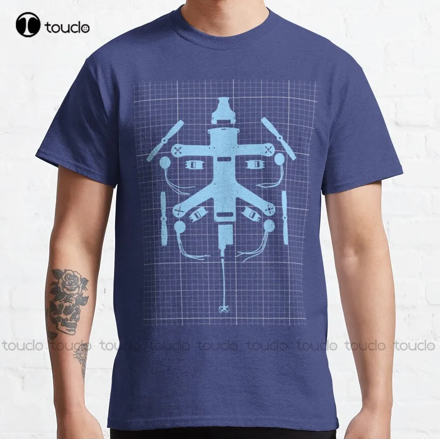 Blueprint Racing Drone Drone Racing, Fpv, Quadcopter, T-Shirt Tecnica Classica Magliette Pesanti Per Uomo Regalo Di Natale Nuovo