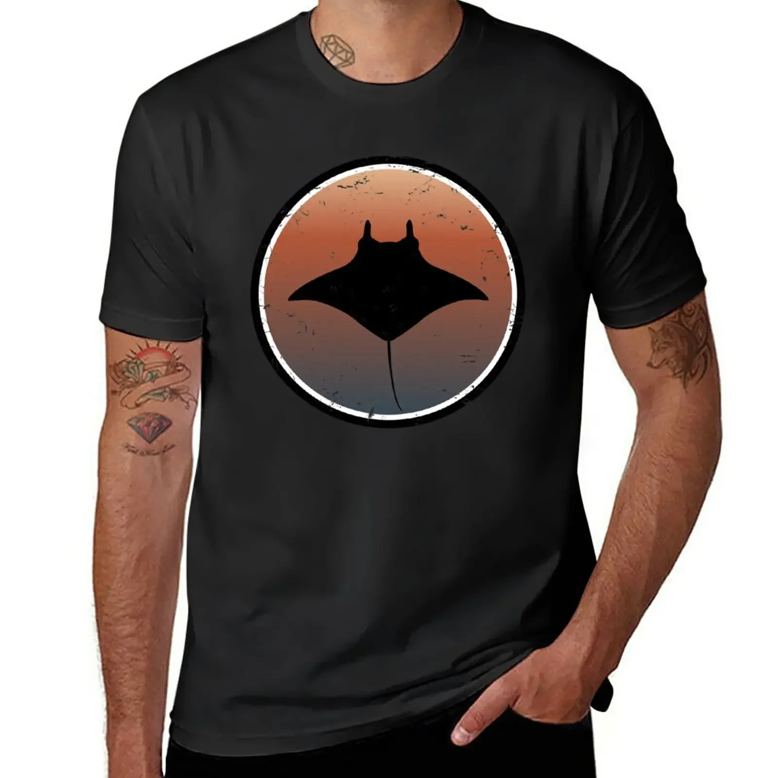 T-Shirt Manta Ray Vestiti Estetici Funnys Plain Manica Corta Tee Men