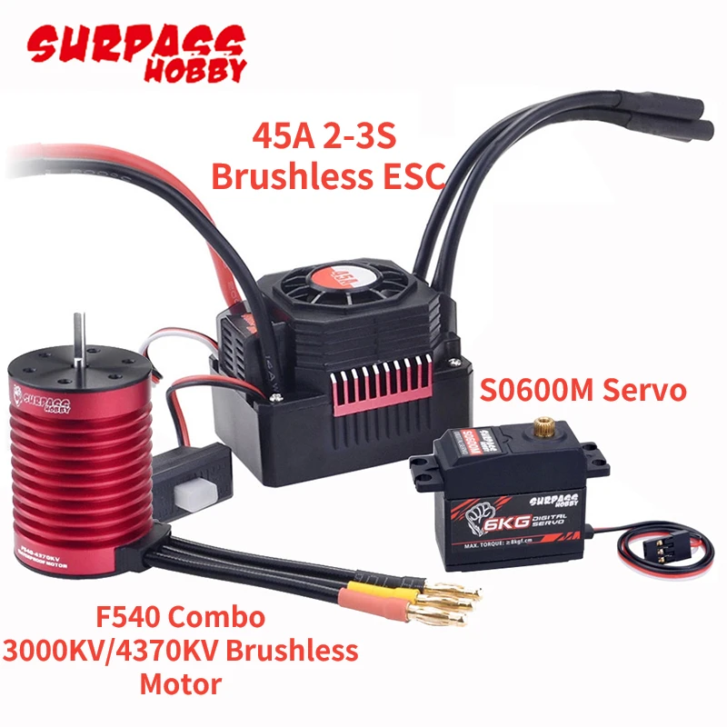 Surpass Hobby Impermeabile F540 Combo 3000Kv/4370Kv Motore Brushless Con Esc Brushless 45A 2-3S Per Giocattolo Buggy Fuoristrada 1/10 Rc