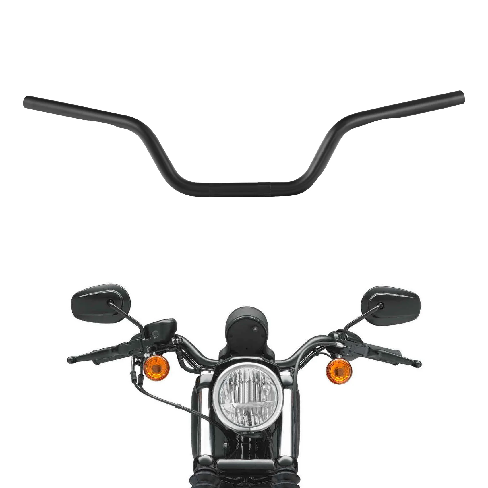 6" Rise 1" Handlebars For Harley Sportster Xl883 Xl1200 Dyna Motorcycle