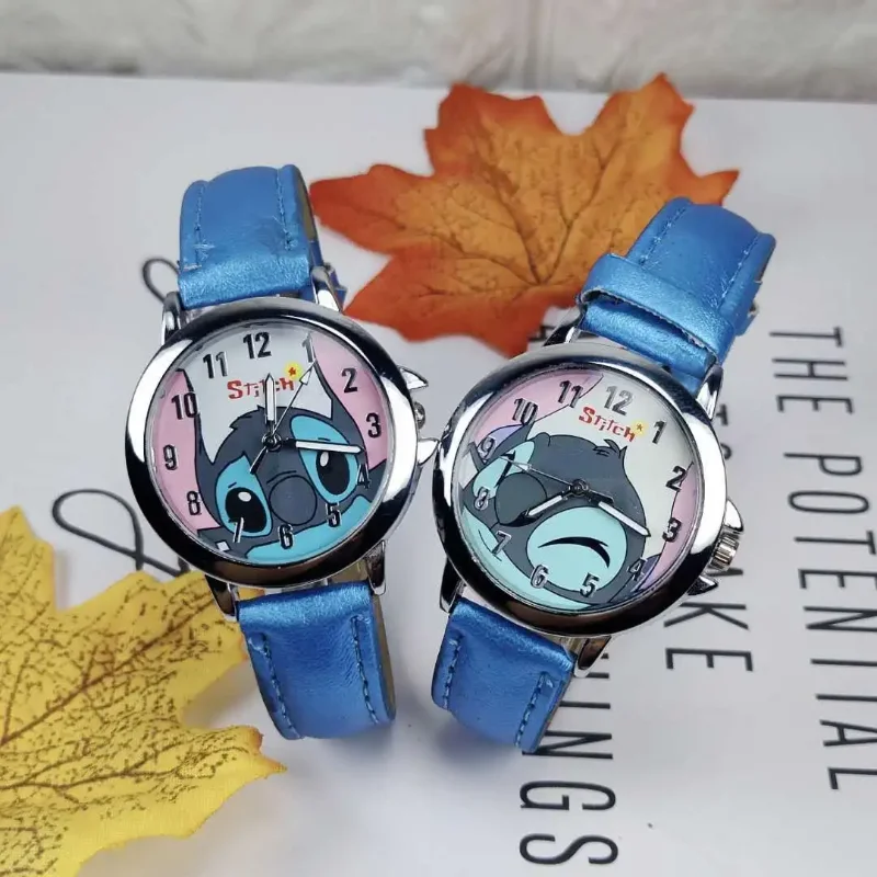 Disney Starcraft Stitch Kids Watch Cartoon Cute Casual Leather Watch Student Boy Girl Toy Clock Watch Gift
