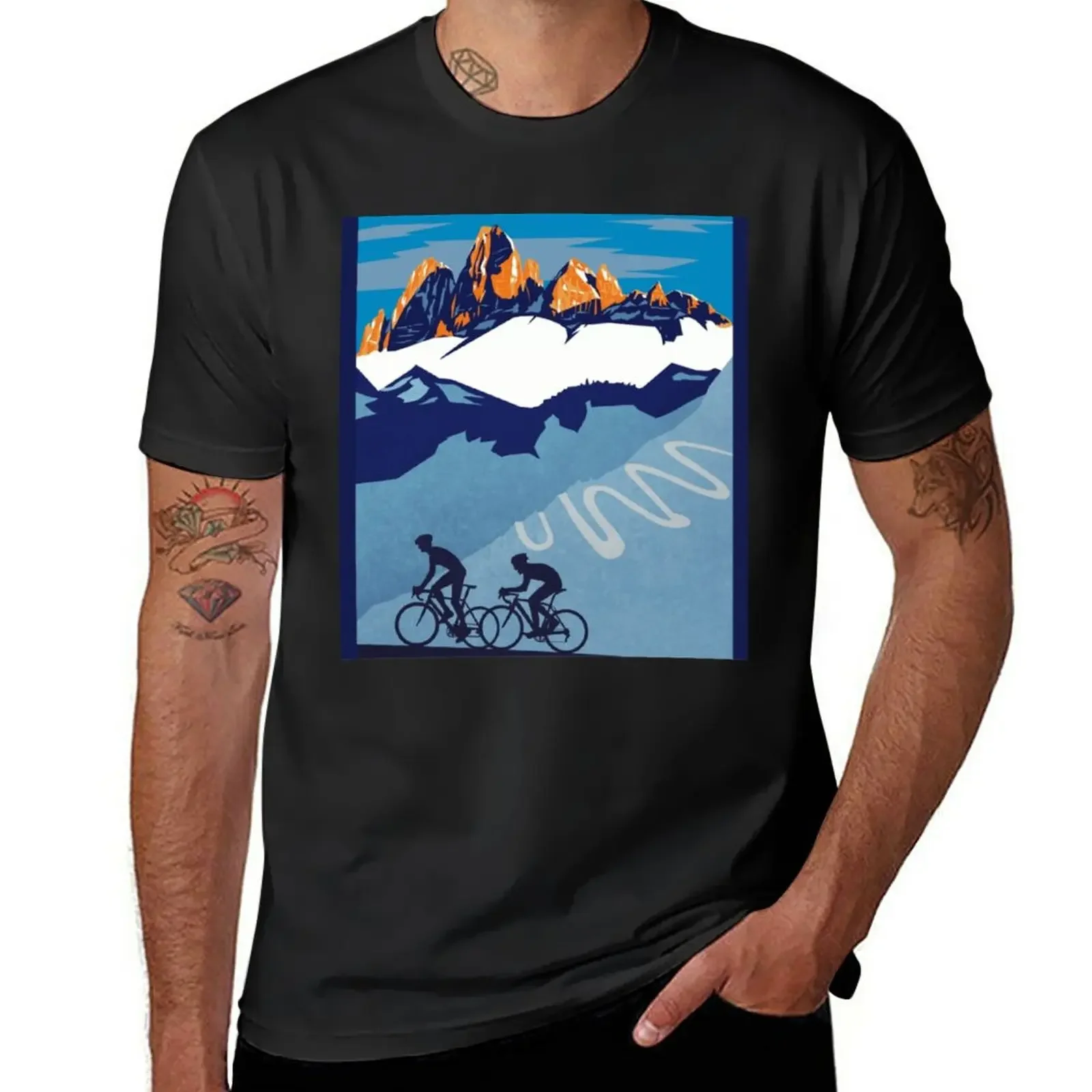 Giro D Italia Retropasso Bello Stelvio Ciclismo T-Shirt Asciugatura Rapida Dogana Progetta Le Tue Magliette Grafiche Da Uomo Anime