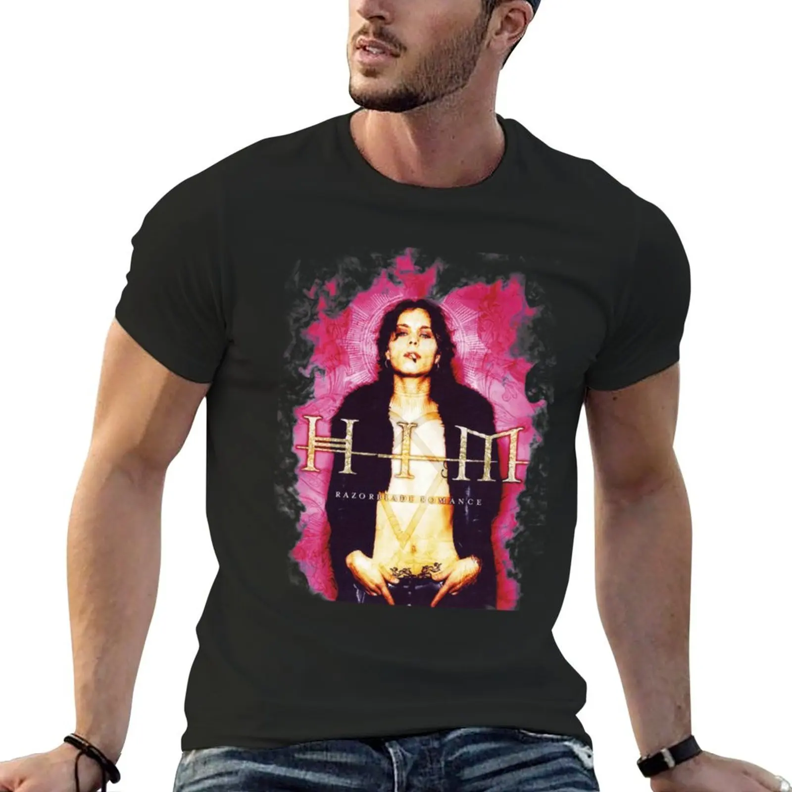Him Band Vv H I M - Him Ville Valo Razorblade Romance Smoke Essential T-Shirt Sublime Blanks T-Shirt Da Uomo