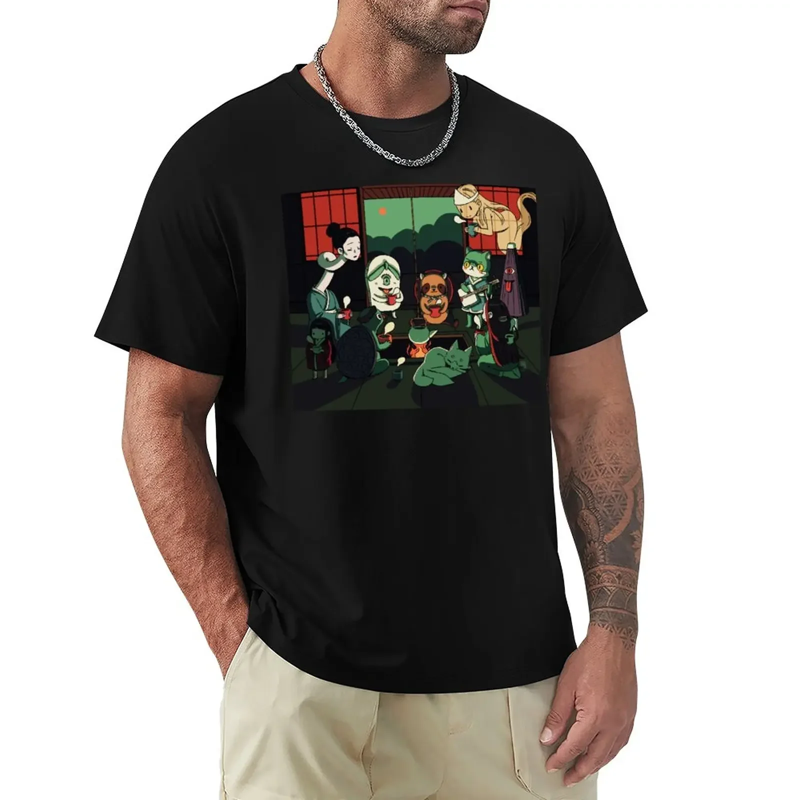 Yokai Tea Party T-Shirt Plain Sublime Anime T Shirts Men