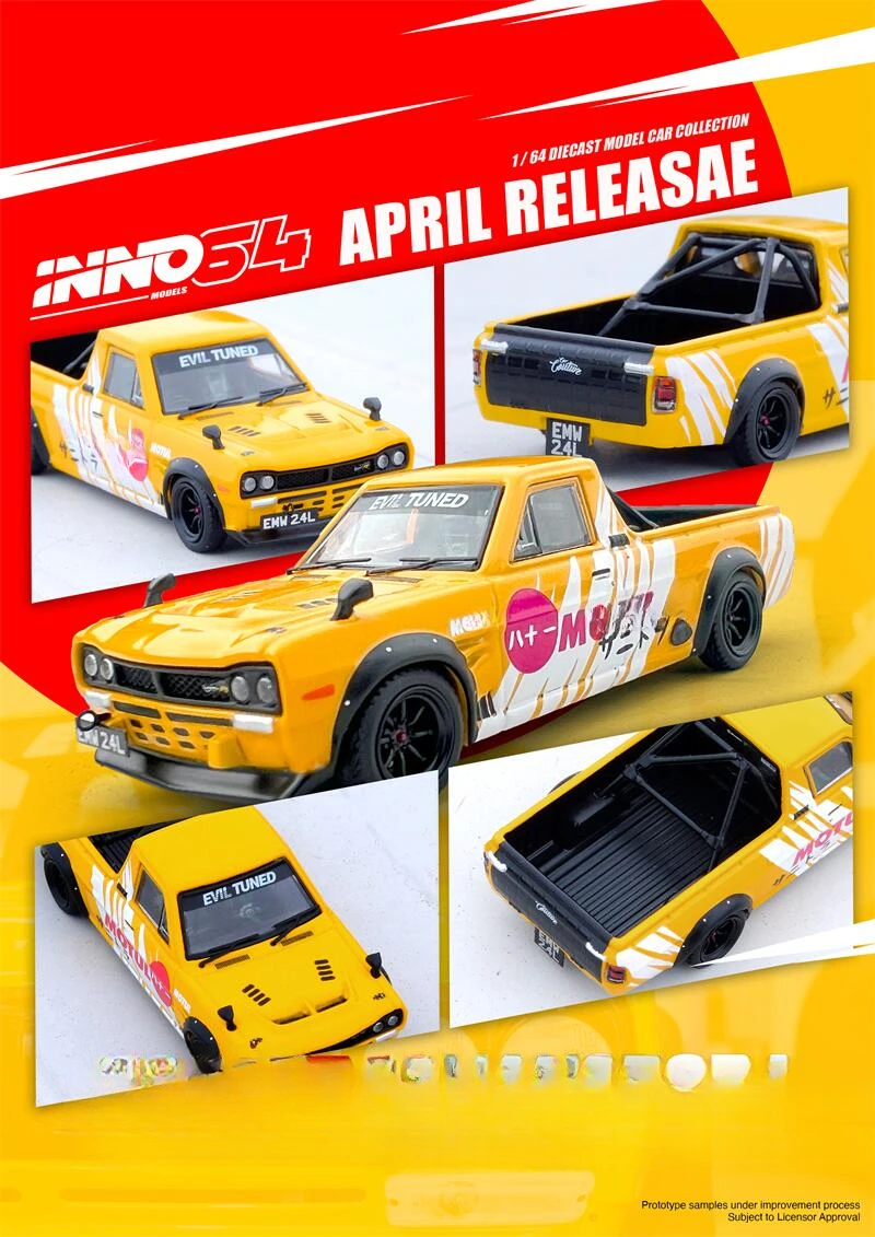 ** Pre-Ordina ** Inno 1:64 Hakotora Pick Up Truck Livy Yellow Model Car