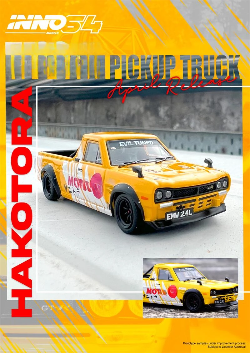 ** Pre-Ordina ** Inno 1:64 Hakotora Pick Up Truck Livy Yellow Model Car