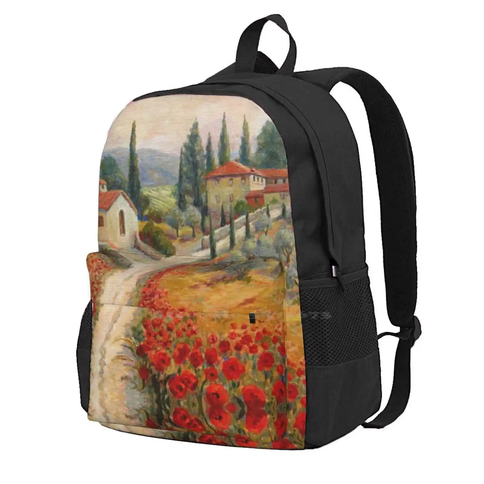 Red Poppy Road Villas Vendita Calda Zaino Moda Borse Red Poppies Italia Ville Italiane Collina Toscano Toscana