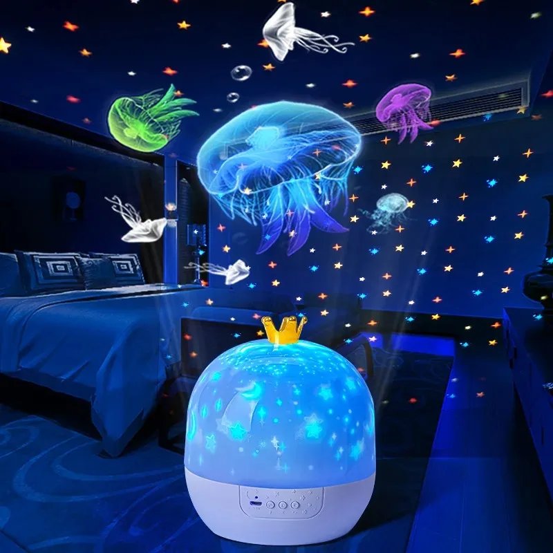 Galaxy Light Projector Crown Star Night Light E Bt Speaker Telecomando Rotante Led Light Decorazione Della Camera Da Letto Baby Birthday