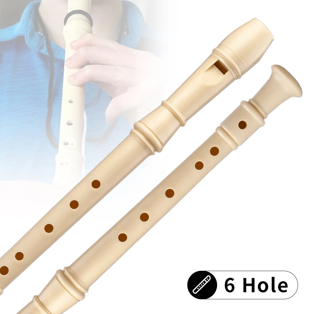 Swan 6-Hole Recorder C Key Flute Instrument Abs Resin Gaita 6 Holes Soprano Germanic Vertical Student Beginner Flute +Clean Rod