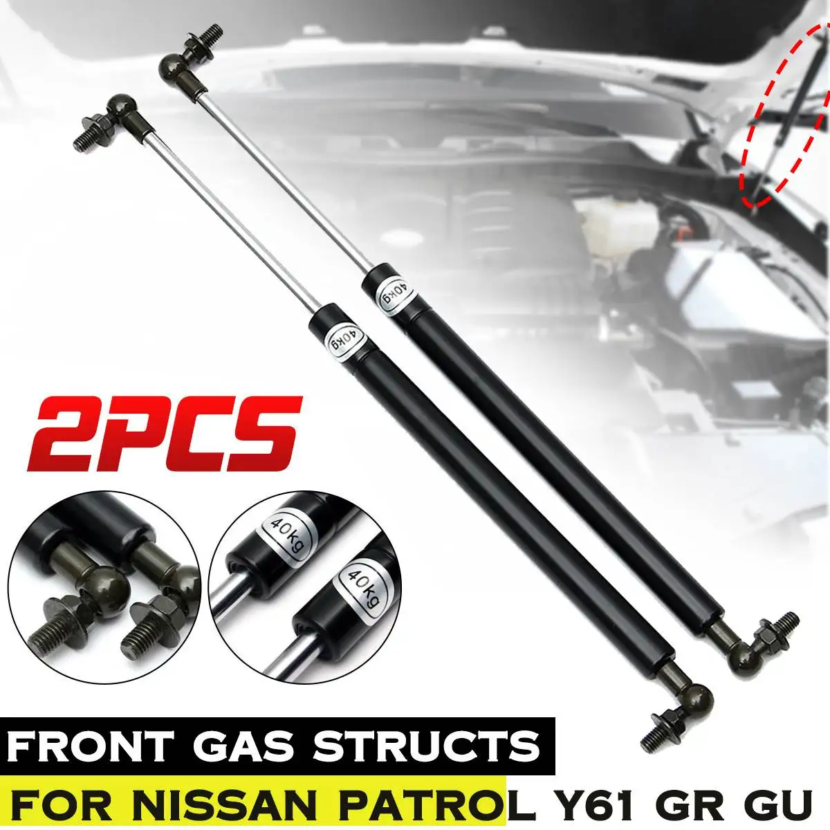 2Pcs Car Bonnet Hood Lift Supporta Ammortizzatori A Gas Bars Sostituzione Per Nissan Patrol Y61 Gu Gr Ute Wagon Damper 1997-2018