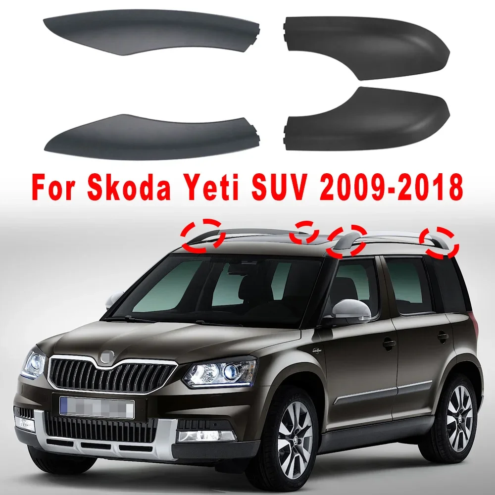 Car Black Anteriore Posteriore Tetto Portapacchi Guard Cover Plastitc Cap Bar Rail End Shell Per Skoda Yeti Suv 2009-2018 5 Ld860145/146/149
