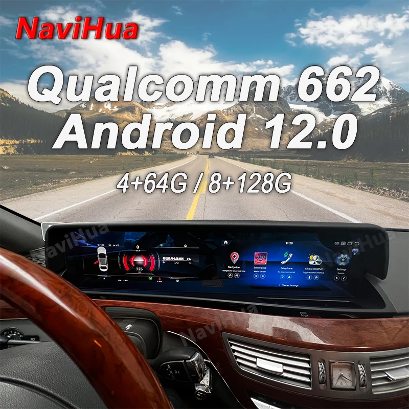 Per Mercedes Benz Classe S W221 2005 2013 Multimedia Android Car Radio 12.3 Pollici Dual Screen Digital Cluster Dashboard Upgrade
