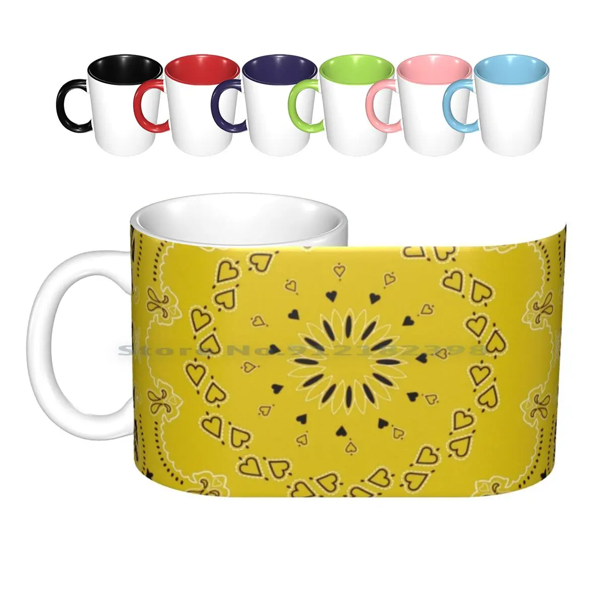 #0020 Unique Bandana Vol.1 Tazze In Ceramica Tazze Da Caffè Tazza Da Tè Al Latte Bandana Bandana Pattern Bandana Design Bandana Gialla Rdr2
