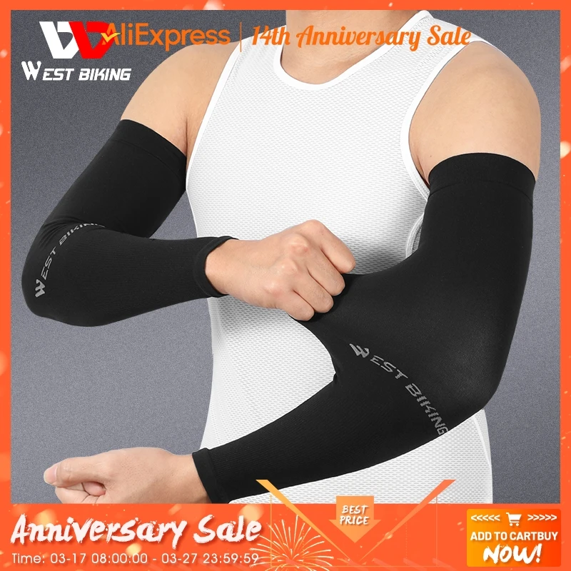 West Biking Ice Fabric Running Camping Arm Warmers Basket Sleeve Running Arm Sleeve Ciclismo Sleeves Summer Sport Safety Gear
