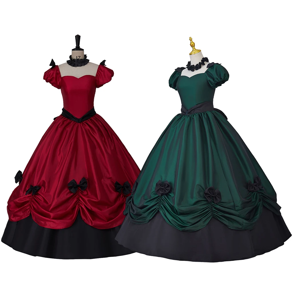 1860S Vittoriano Guerra Civile Rosso Verde Abito Rinascimentale Vittoriano Gotico Retrò Abito Da Ballo Plus Size Per Natale Halloween