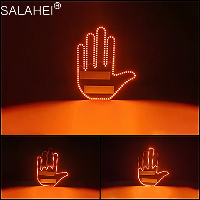 1Pc Lampade Da Dito Per Auto Con Telecomando Cool Funny Auto Interior Led Men Gesture Finger Light Hands Up Finger Lamp Accessori