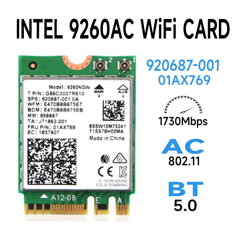Wireless Ac 9260 Ngw Wifi Bluetooth Card Wifi Bluetooth 5.0 Adattatore Scheda Di Rete Wireless Pcie Wifi Adap Pcie Wifi
