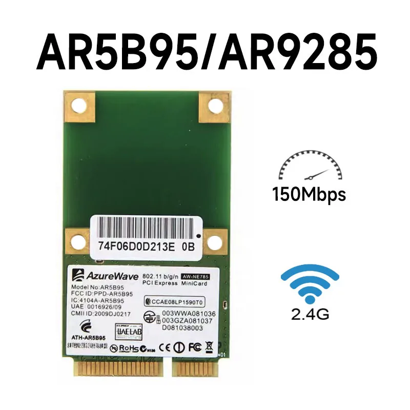 Senza Fili Wifi Mezza Mini Pci-E Card Atheros Ar5B95 Ar9285 Bgn Pci-E 802.11B/G/N Di Rete Wifi Express Card