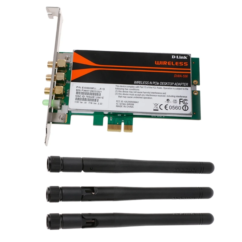 2022 Nuovo Dwa-556 Wireless Xtreme N Pci-E Desktop Adattatore Wifi Card Basso Profilo