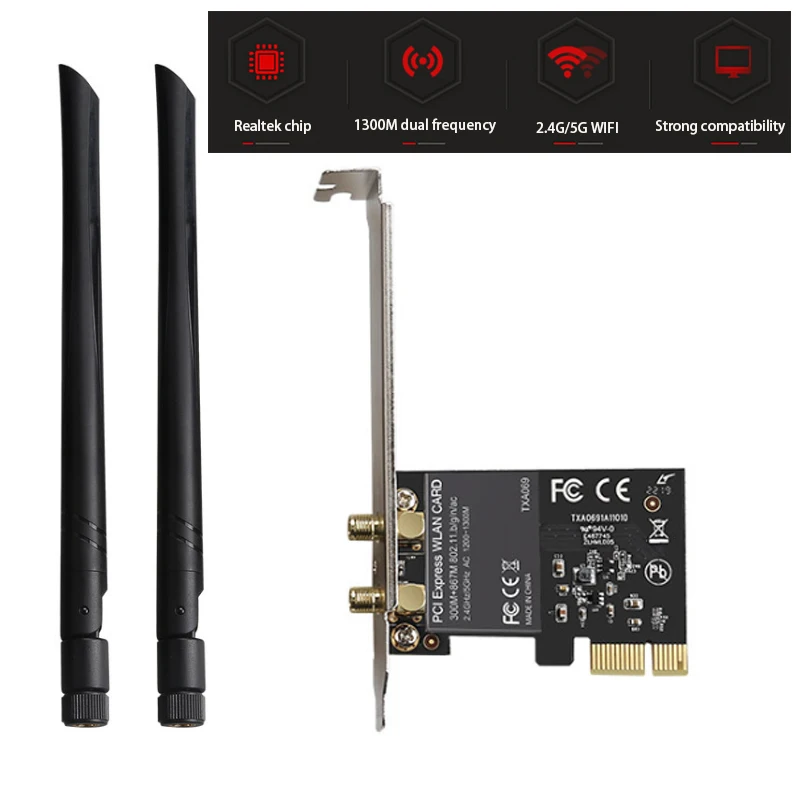 Gioco Pci-E Card Gaming Adaptive Ac1300M Ricevitore Wifi Ad Alta Velocità 2.4Gbps/5Gbps Pci-E Scheda Di Rete Gigabit Per Computer Desktop