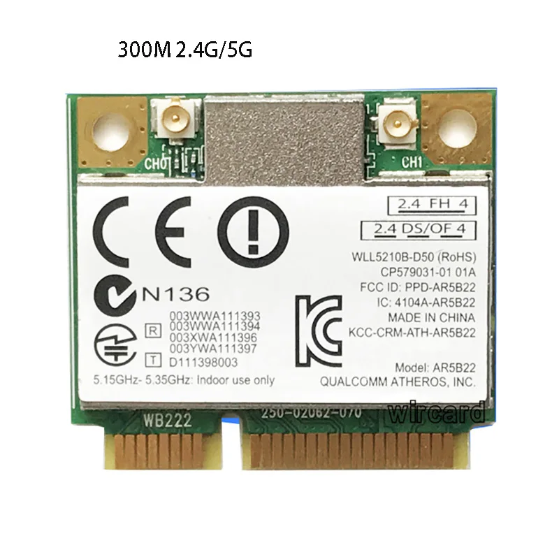 Dual Band 2.4G 5G Wlan Bluetooth4.0 Card Ar5B22 300Mbps Half Mini Pci-E Adattatore Wireless Notebook Wifi Network Receiverconverter