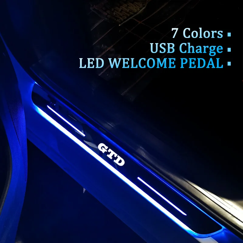 Pedale Di Rivestimento Parti Esterne Per Auto Led Davanzale Battitacco Percorso Streamer Dinamico Benvenuto Per Volkswagen Vw Golf Gtd