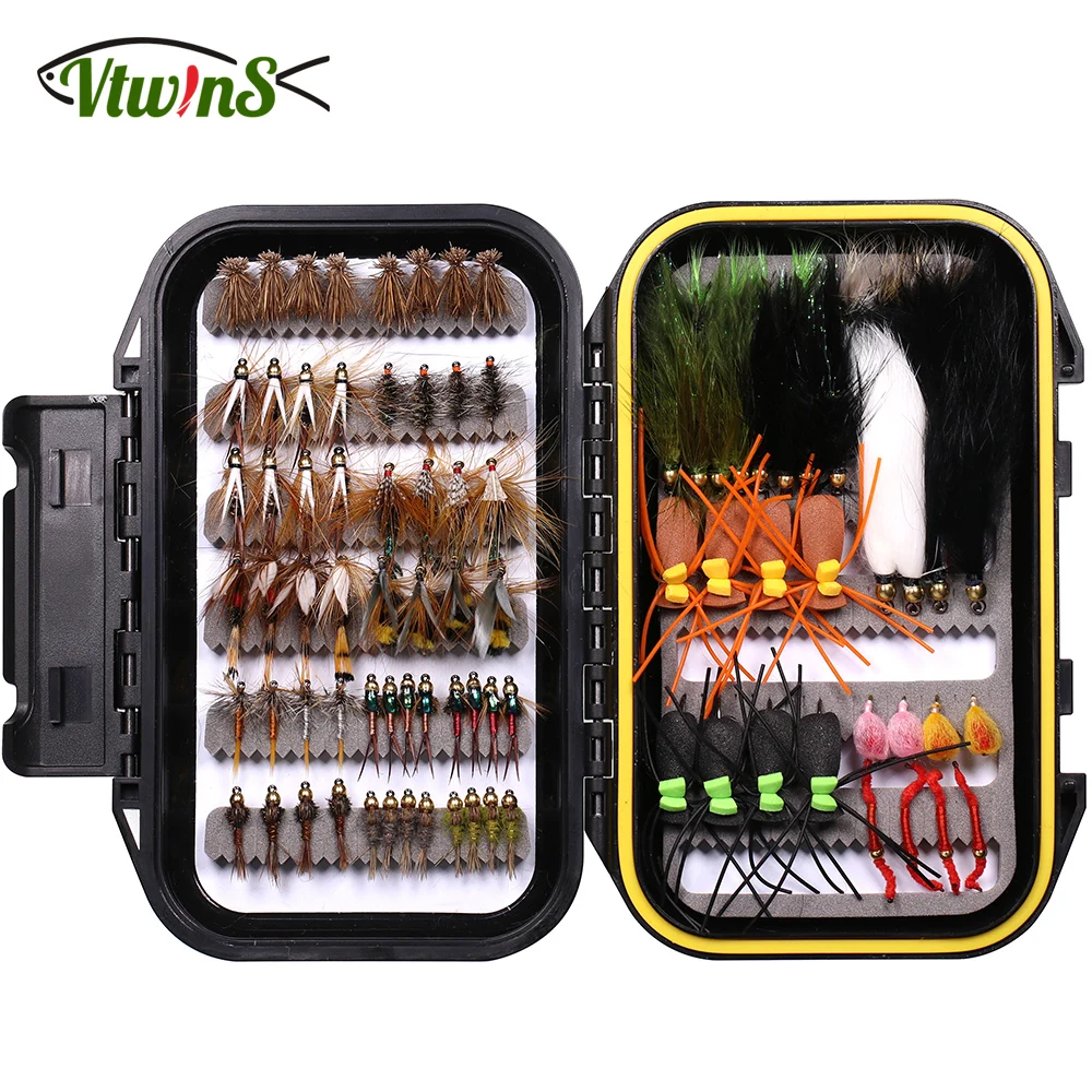 Vtwinsinsect Kit Esca Artificiale Adams Sanprogrammi Worm Wooly Bugger Royal Wulff Egg Con Fly Box Impermeabile Mosche Da Pesca