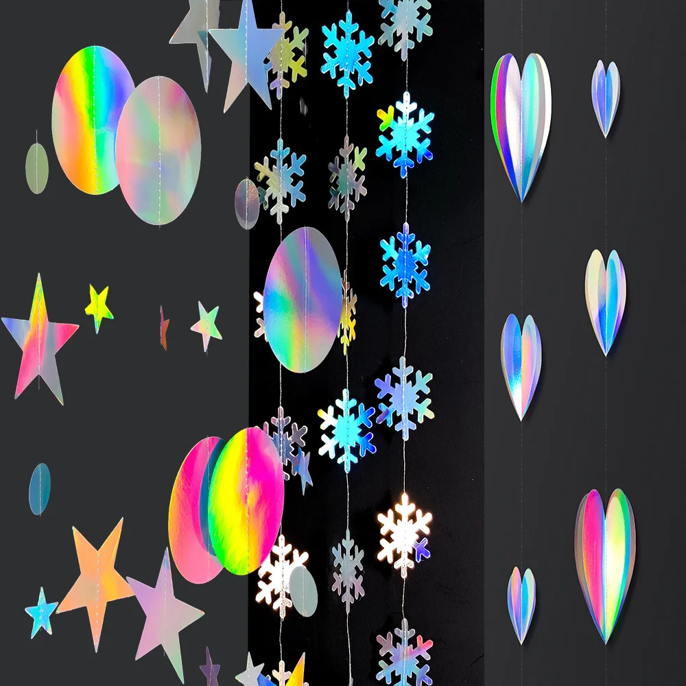 Decorazioni Per Feste Iridescenti Star Circle Dot Paper, Hanging Dots Streamer Sfondo Compleanno Matrimonio Fidanzamento Decorazione Discoteca