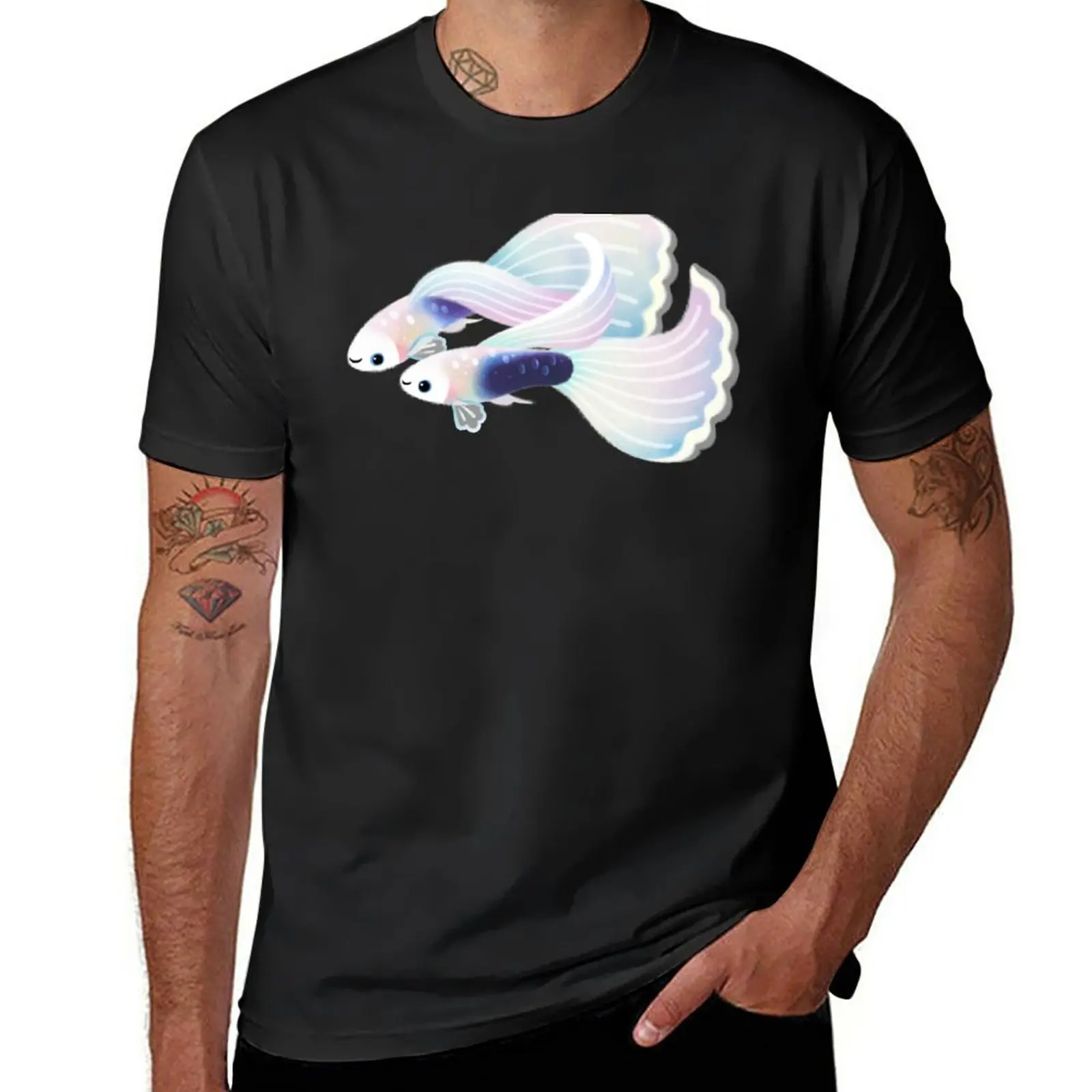 New White Tuxedo Guppy T-Shirt Sweat Shirt Vintage T Shirt Aderente Per Uomo
