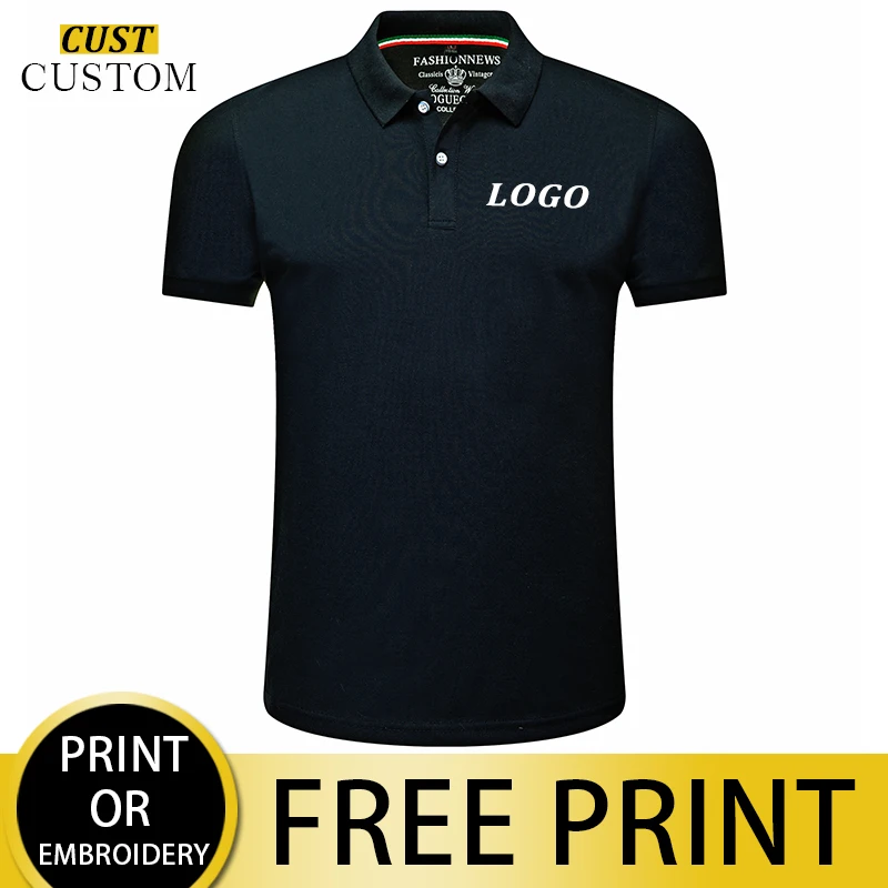 Polo Logo Personalizzato Stampa/Ricamo 100% Poliestere Traspirante Polo Maschile Dipendente Polo Uniforme Top Camicie Per Uomo