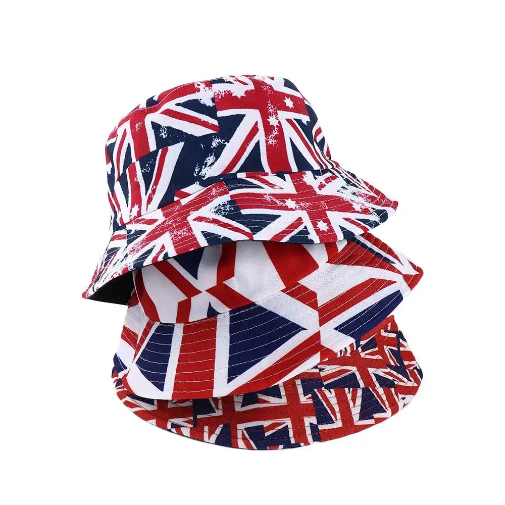 Cool Trendy Double-Sided Fishing Cap Blue Stripe Flag Beach Uk Flag Union Jack Flag Cappello Da Pescatore Cappello Panama Cap Sun Hat