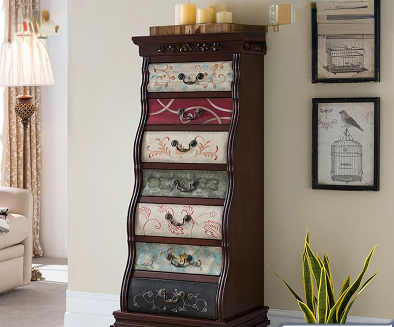 Mobili Verniciati In Stile Europeo Armadio A 7 Cassetti Armadio Alto Armadio Guardaroba Vintage Armadietto Tv Side Cabinet