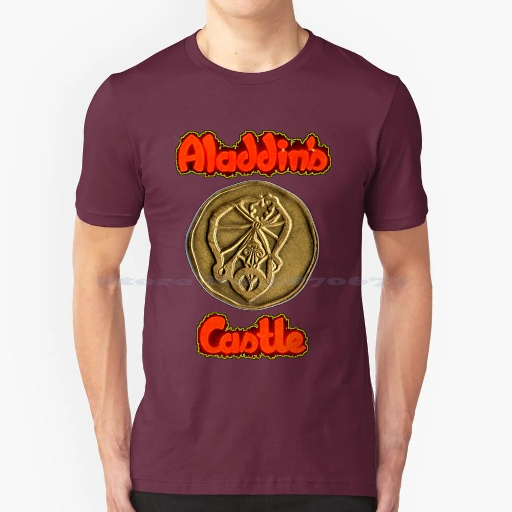 Maglietta Del Castello Di Aladdin 100% Cotone Tee Videogiochi Aladdins Castle Coin Op Retro Vintage Anni '80 Arcade Game Old School