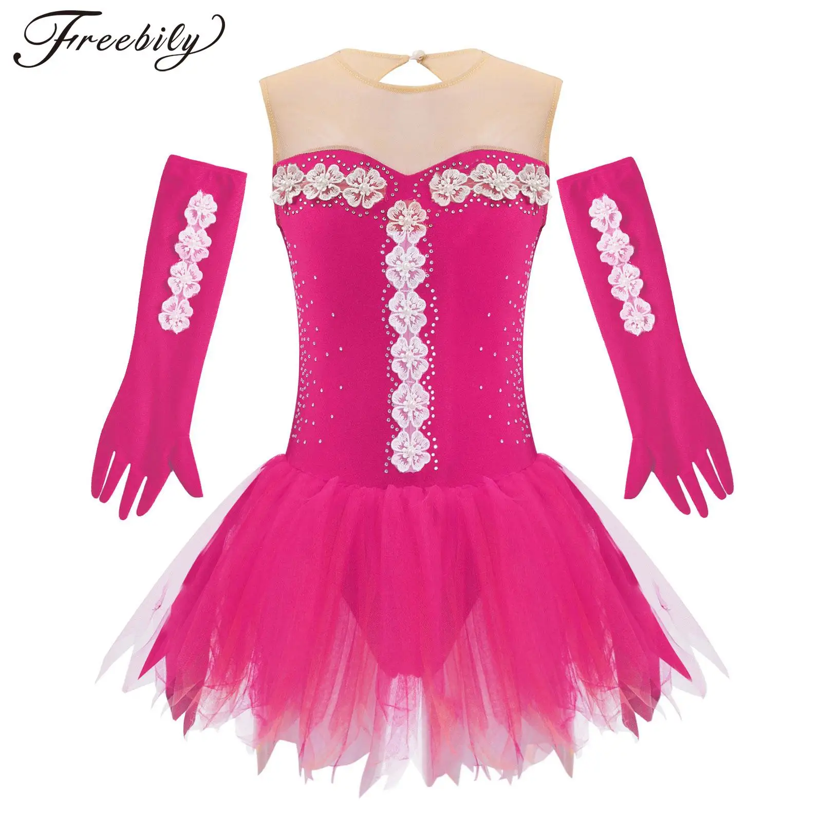 Kids Girls Ballet Tutu Dress Ginnastica Body Paillettes Lucide Stage Performance Dance Costumes Ballroom Dancewear