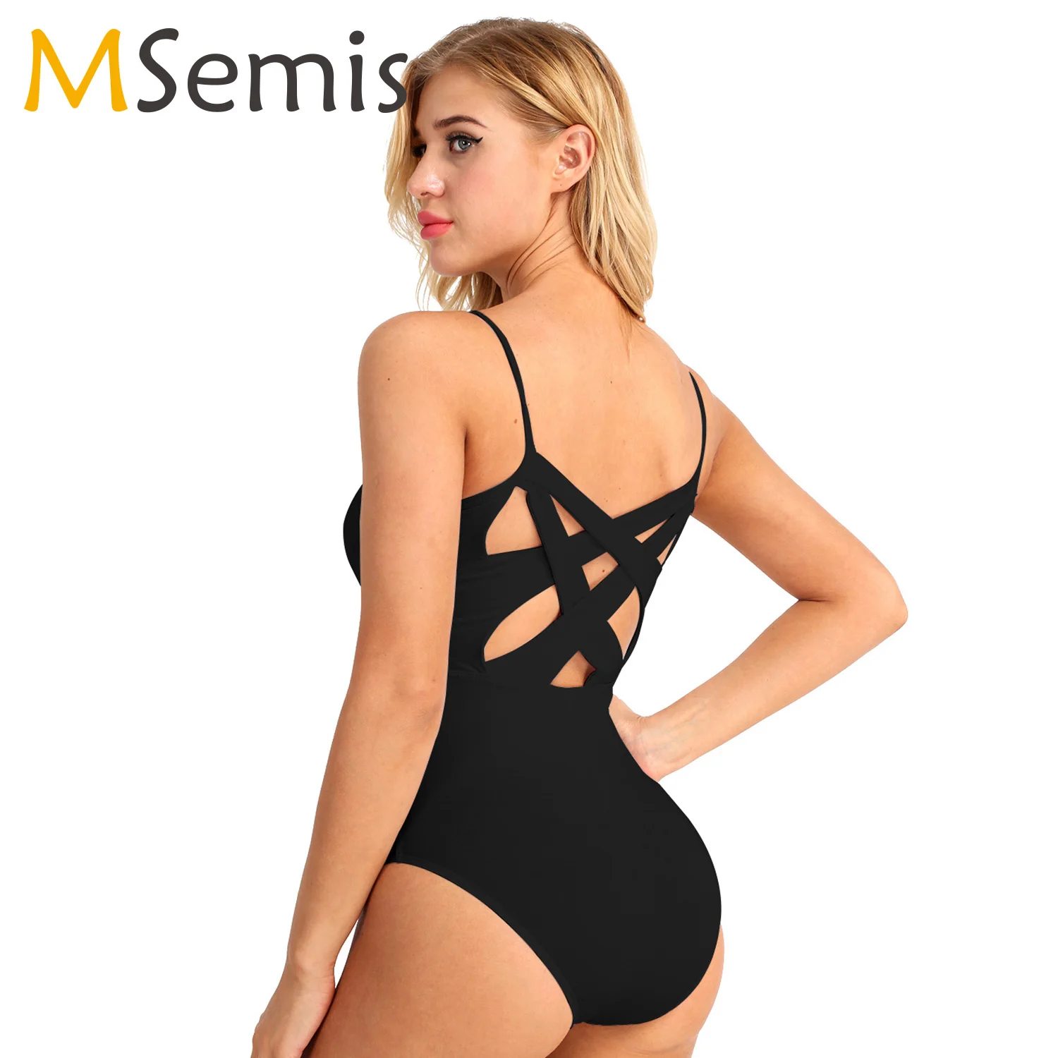 Msemis Donna Adulto Criss Cross Mensola Reggiseno Vestito Da Balletto Ballerino Body Da Ballo Per Donna Ballerina Ginnastica Body Dancewear