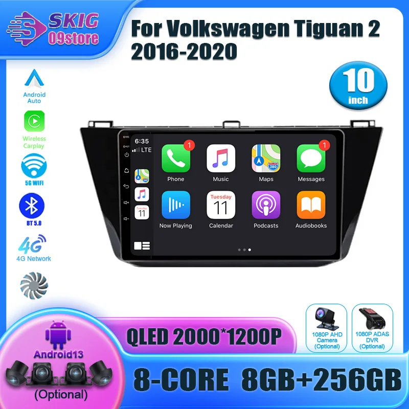 Per Volkswagen Tiguan 2 2016-2020 Android13 Autoradio Lettore Multimediale Navigazione Android Autoradio Carplay Videocamera Stereo