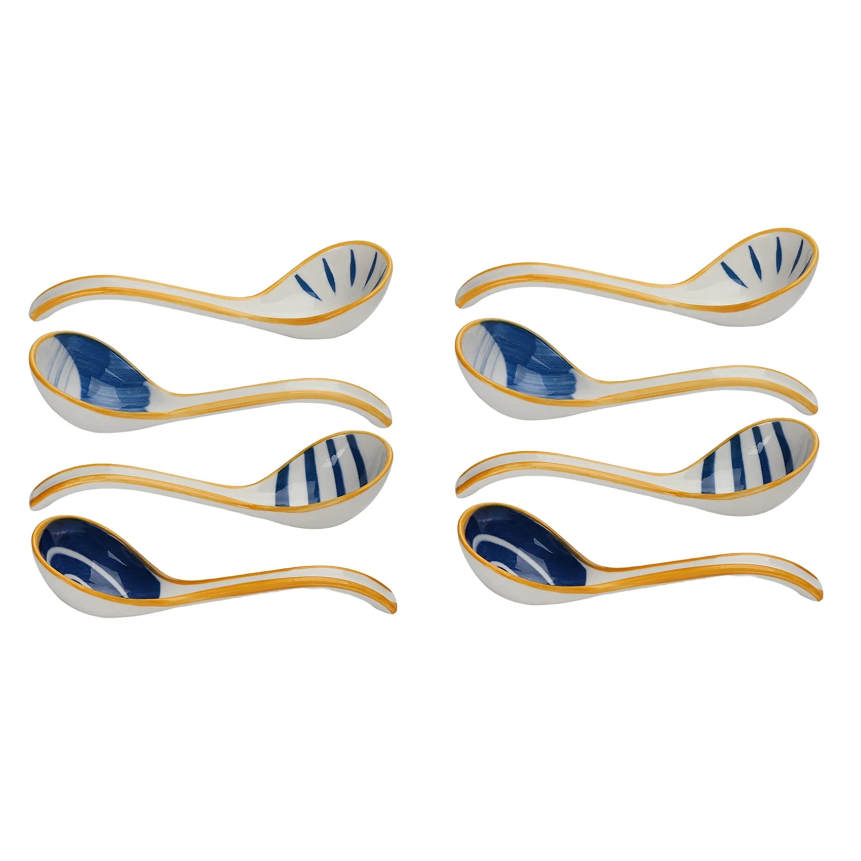 2X Cucchiai Da Minestra In Ceramica Cucchiaio Da Minestra Giapponese Cucchiai Da Minestra Con Manico Lungo Per Pho Ramen Noodles Wonton Dumpling Rice