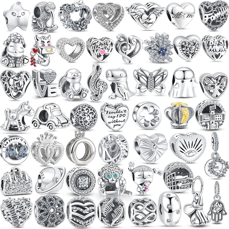 925 Silver Star Earth Heart Crown Eye Angel Mother Fine Beads Fit Original Pandora Charms Bracciale Accessori Per Gioielli Per Le Donne