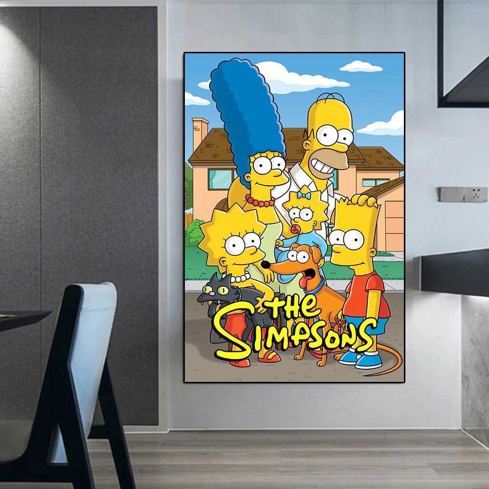 Disney Cartoon Anime The Simpsons Movie Cover Poster Astratta Comic Canvas Painting Wall Art Soggiorno Decorazione Della Casa Regalo