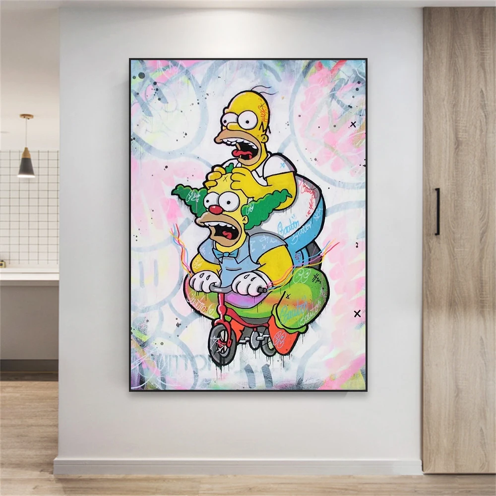 Disney Movie The Simpsons Poster Graffiti Art Funny Canvas Painting Print Minimalista Acquerello Pop Street Wall Home Decor