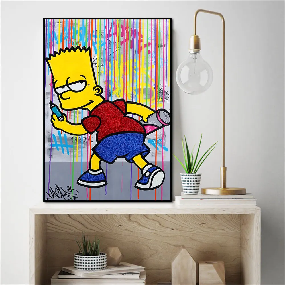 Animazione Disney The Simpsons Graffiti Poster Prints Abstract Wall Art Canvas Painting Picture For Living Kids Room Home Decor