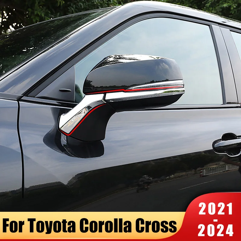 2Pcs Car Rearview Side Wing Mirror Base Cover Trim Abs Exterior Moulding Strip For Toyota Corolla Cross Xg10 2021~2024 2022 2023